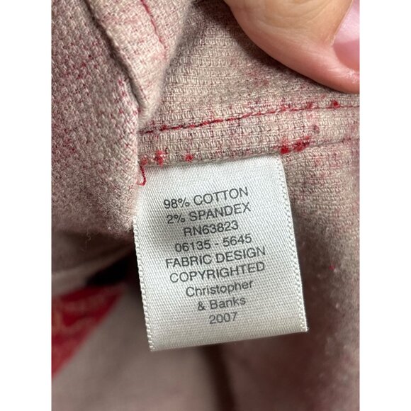 Christopher & Banks Womens Floral Corduroy Jacket XL Vintage Y2K Red Beige Black - Picture 6 of 7